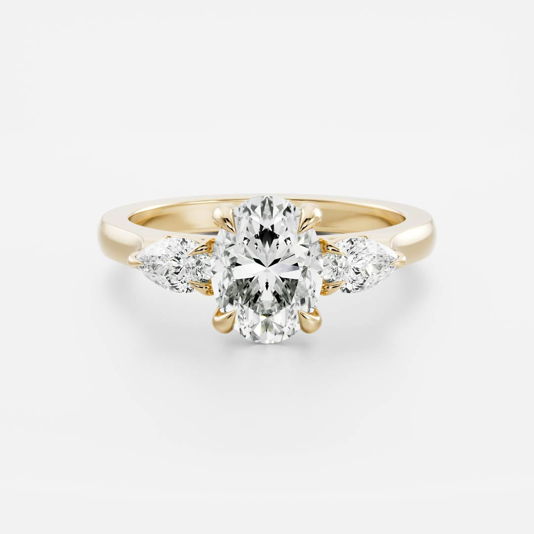 Marquise Cut Cluster Styled Lab Grown Diamond Engagement Ring
